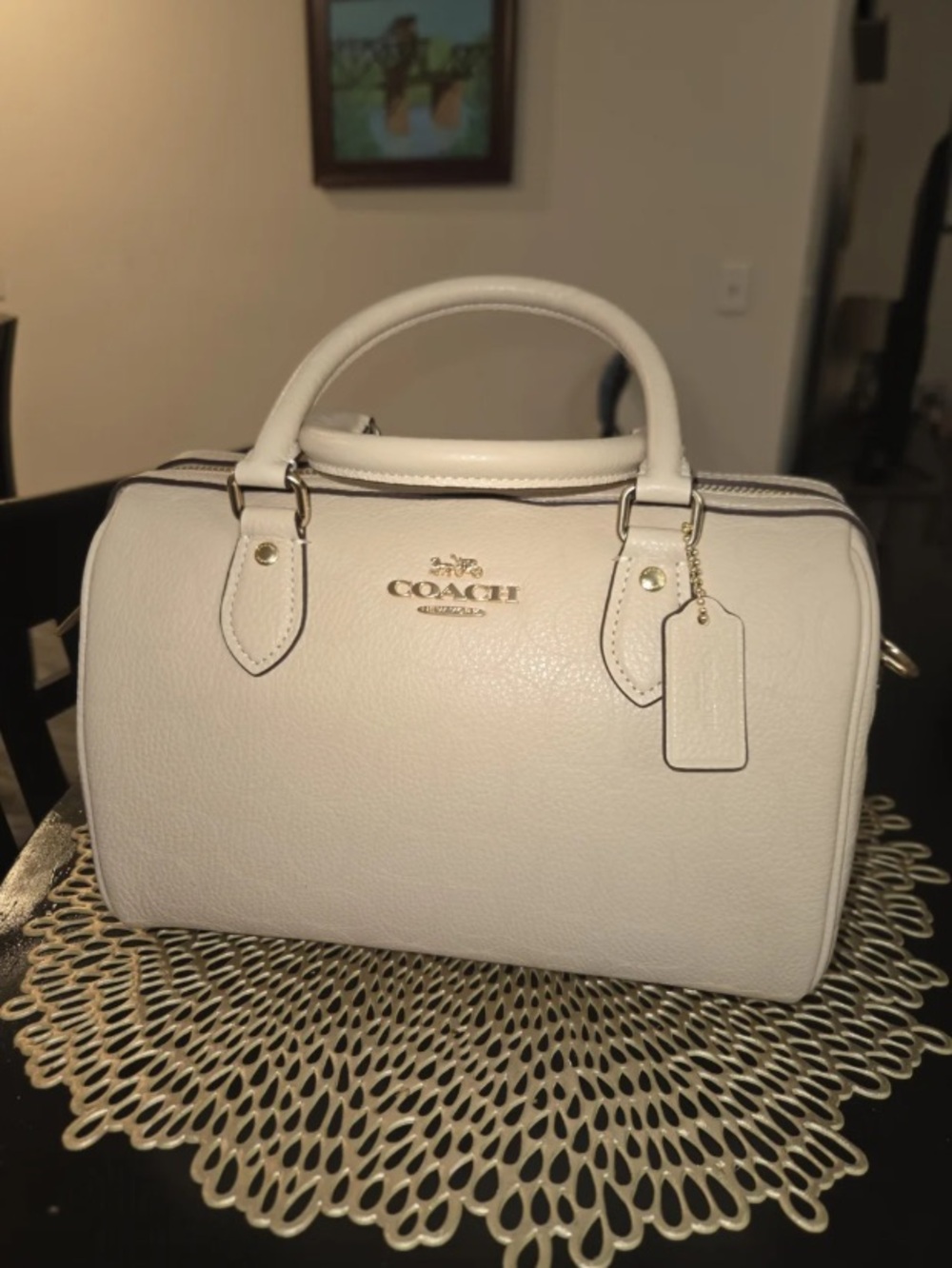 Coach White Pebble Leather Satchel